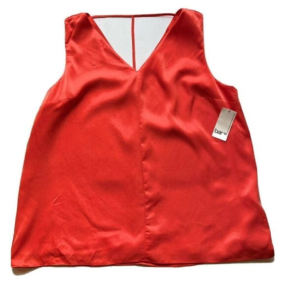 BAR III Women Top Beijing Optic Orange T Strap V-neck Lined Tunic Top Size XXL - Picture 7 of 8